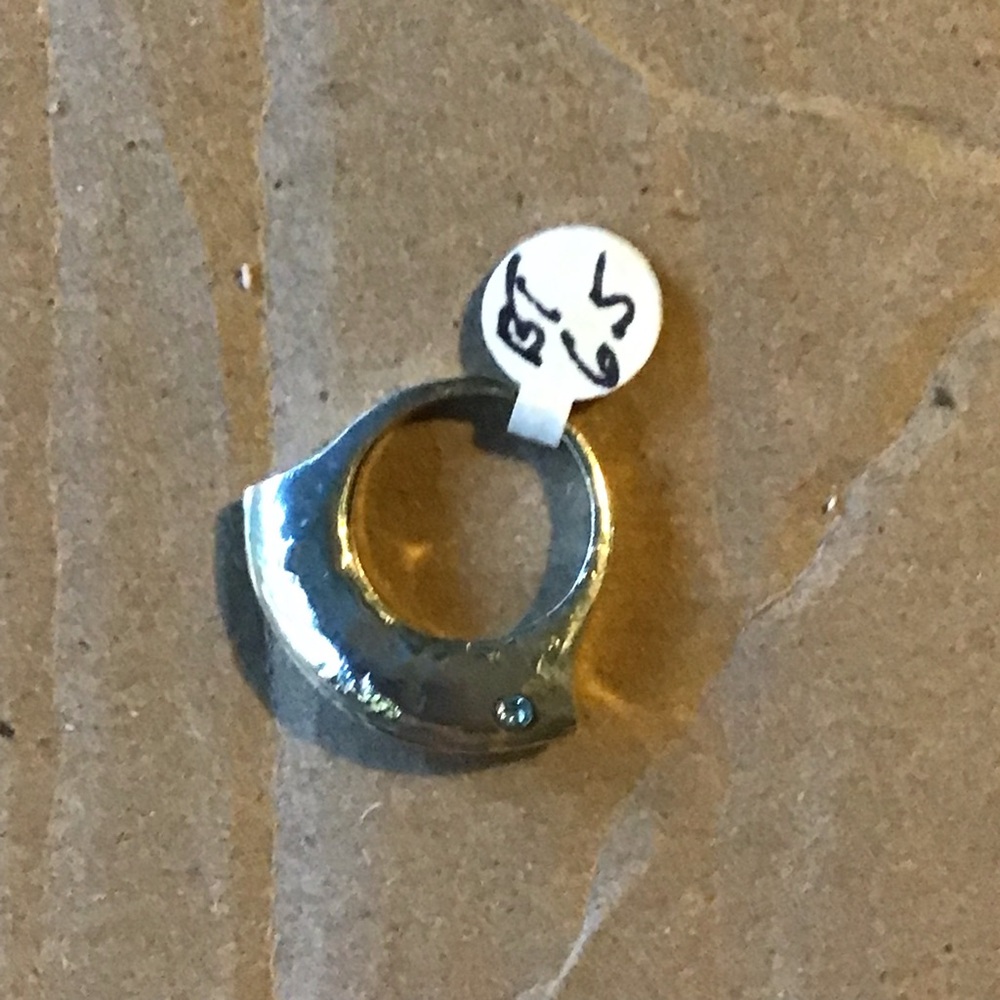 Sterling Silver Ring with Gold and Blue Topaz - Picture 3 of 7